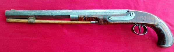 Rare Kentucky side hammer mule-ear pistol by W Gilbert of Rochester, New York. Circa 1837. Ref 9575